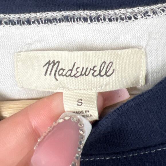 Madewell Blue & White Striped Flare Sleeved Top Size S - Picture 2 of 7